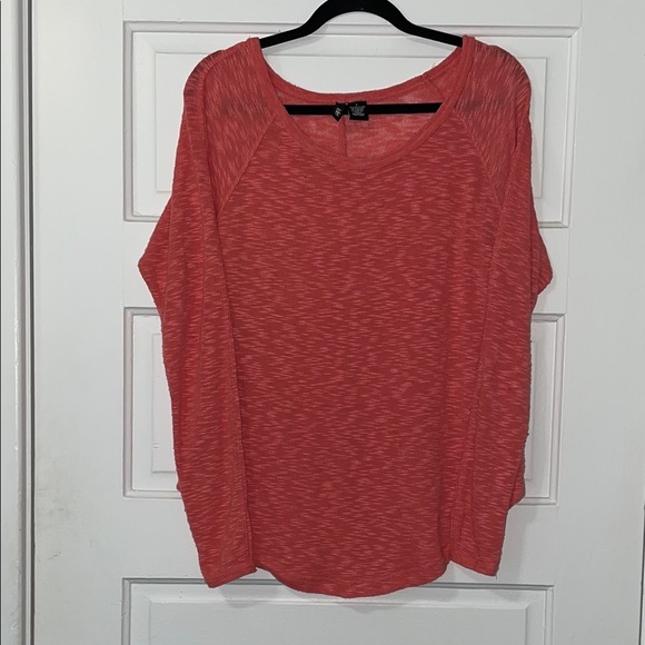 Ultra Flirt Tops - Ultra Flirt Orange Semi-sheer Long Sleeve Top